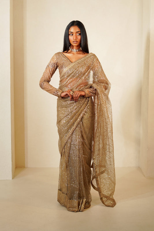 Mocha Mousse Easy-Drape Saree