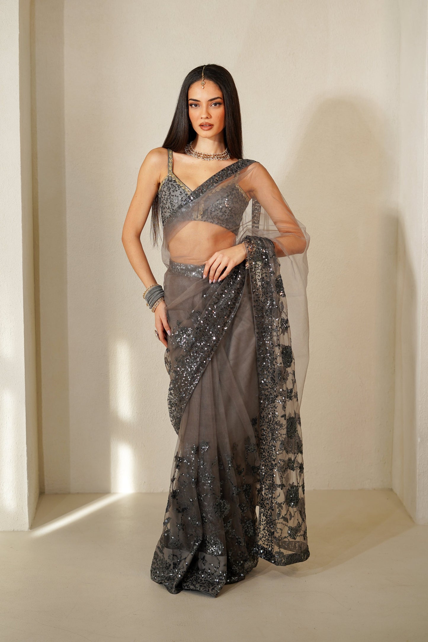 Moonlit Whisper Easy-Drape Saree