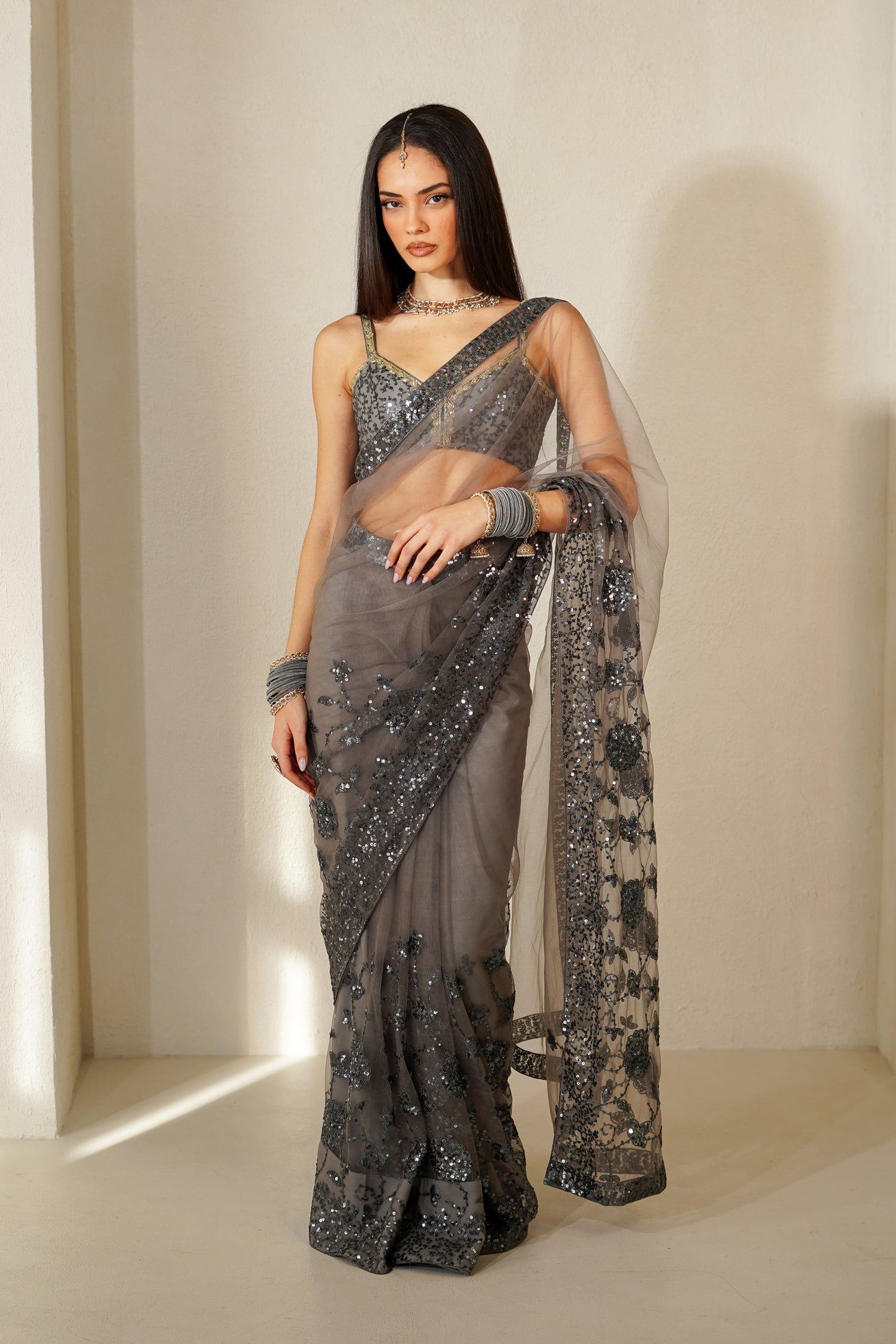 Moonlit Whisper Easy-Drape Saree