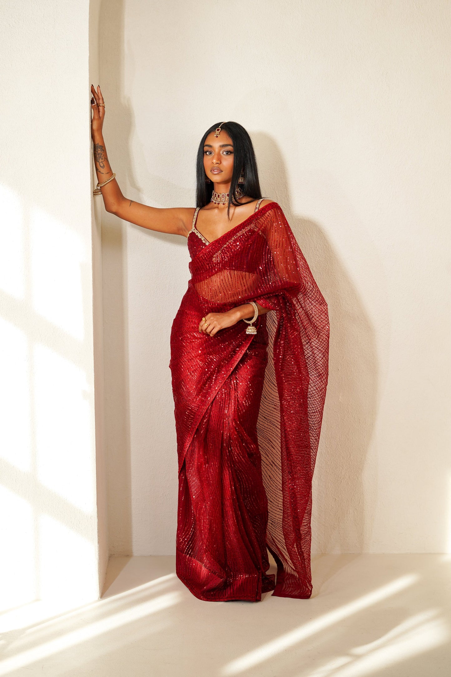 Maraschino Mousse Easy-Drape Saree