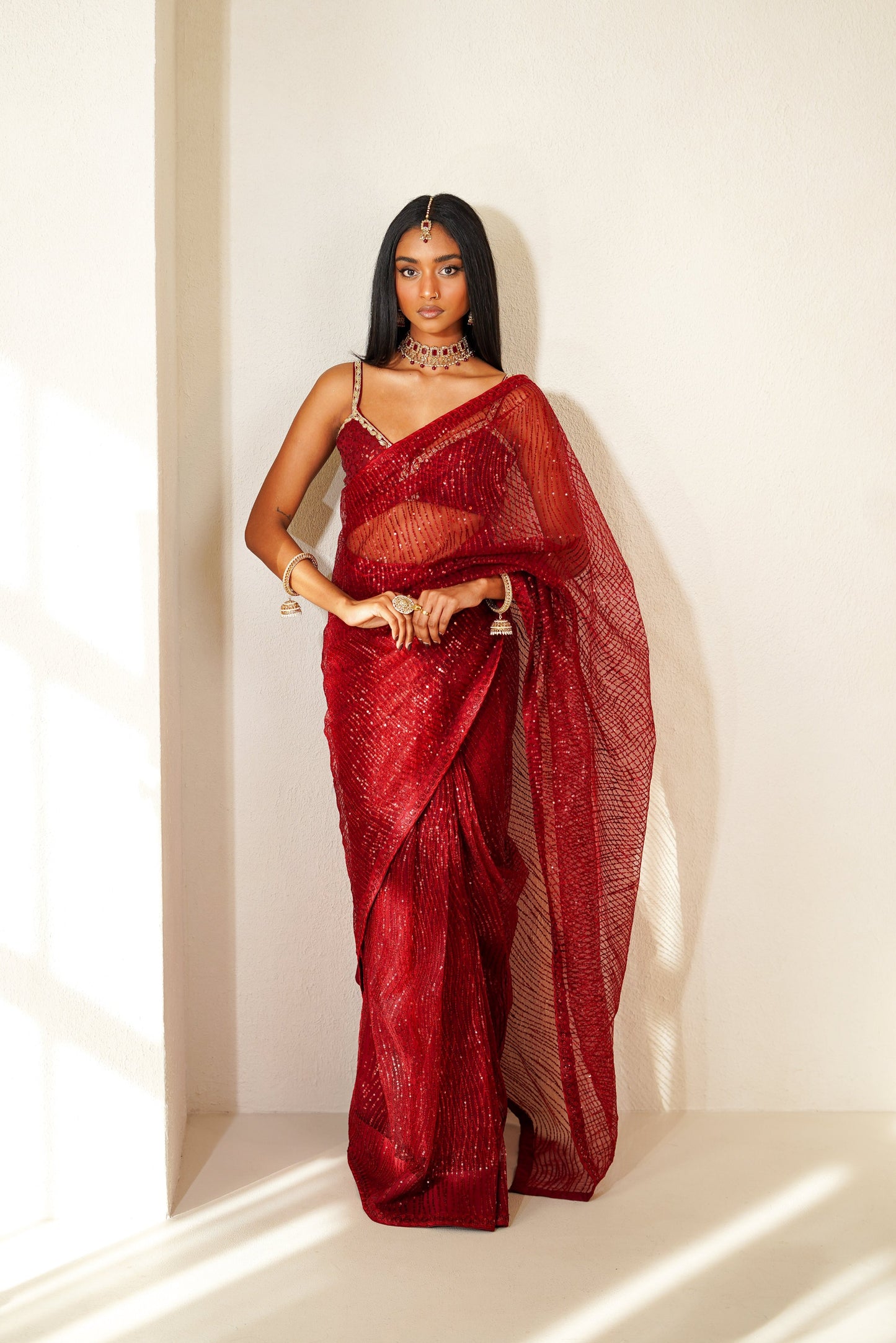 Maraschino Mousse Easy-Drape Saree