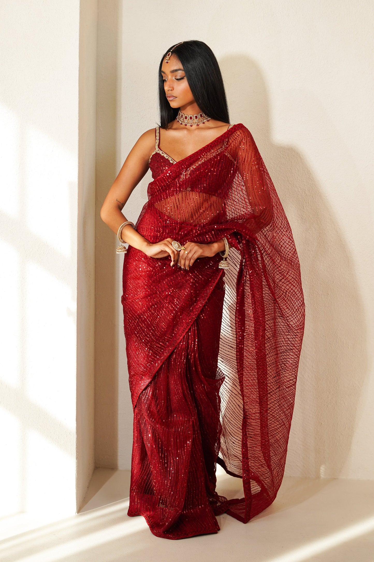 Maraschino Mousse Easy-Drape Saree