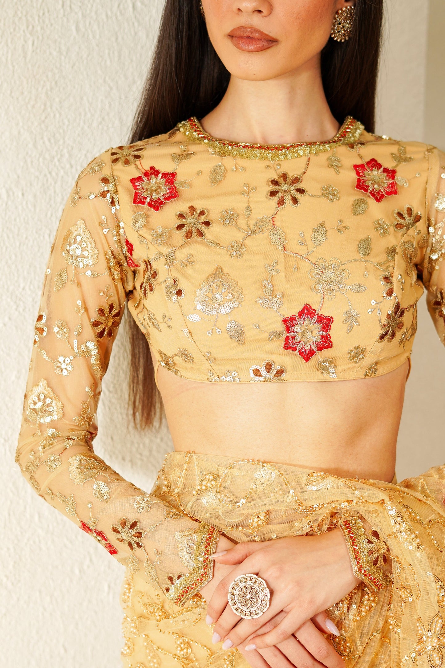 Gold Rosette Handwork Blouse