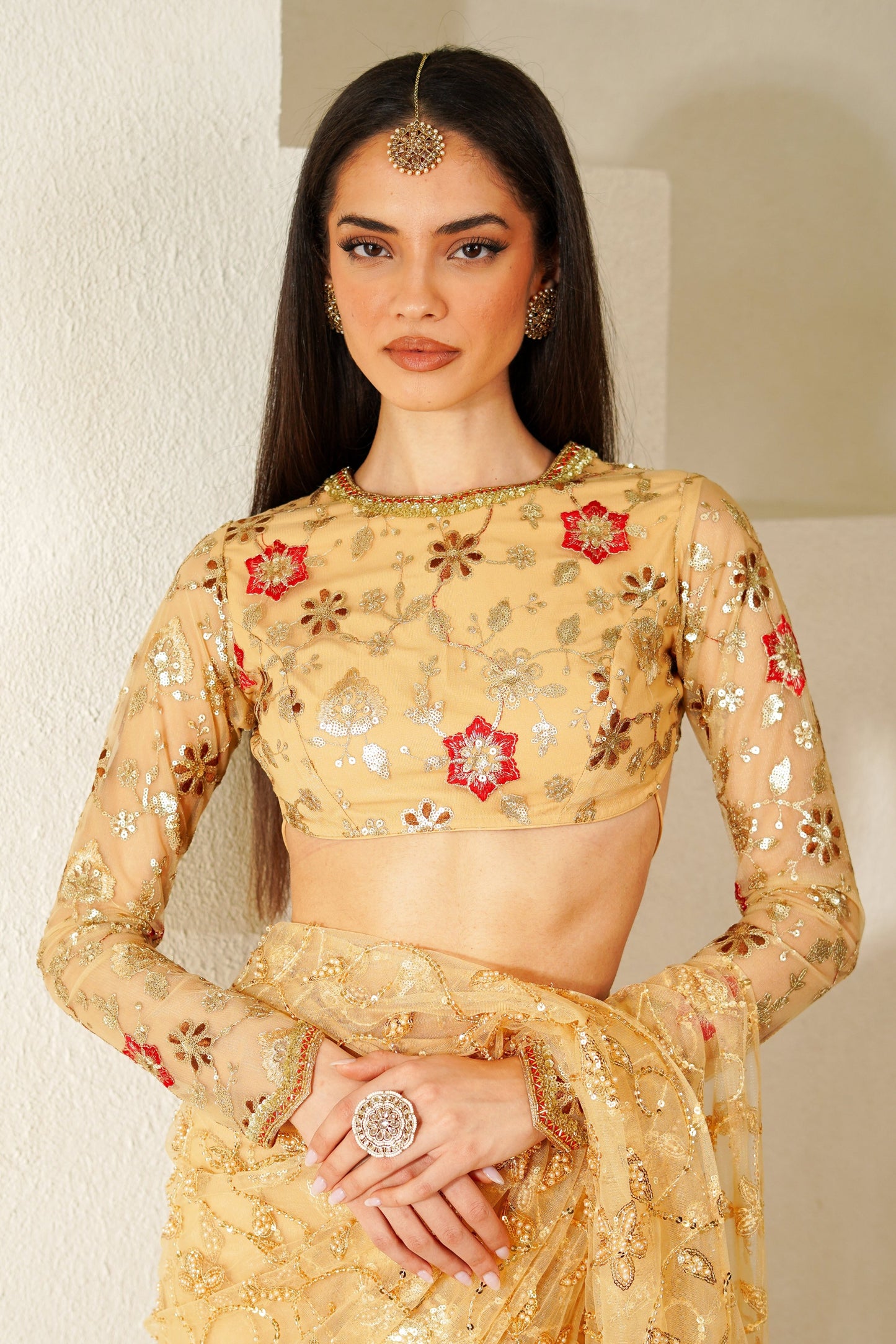 Gold Rosette Handwork Blouse