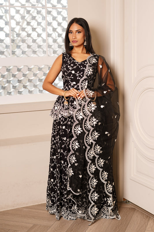 Black Tamanna Suit and Dupatta