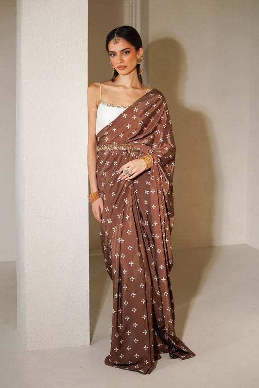 Chestnut Lustraire Easy-Drape Saree