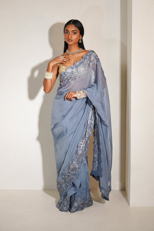 Slate Veil Easy-Drape Saree