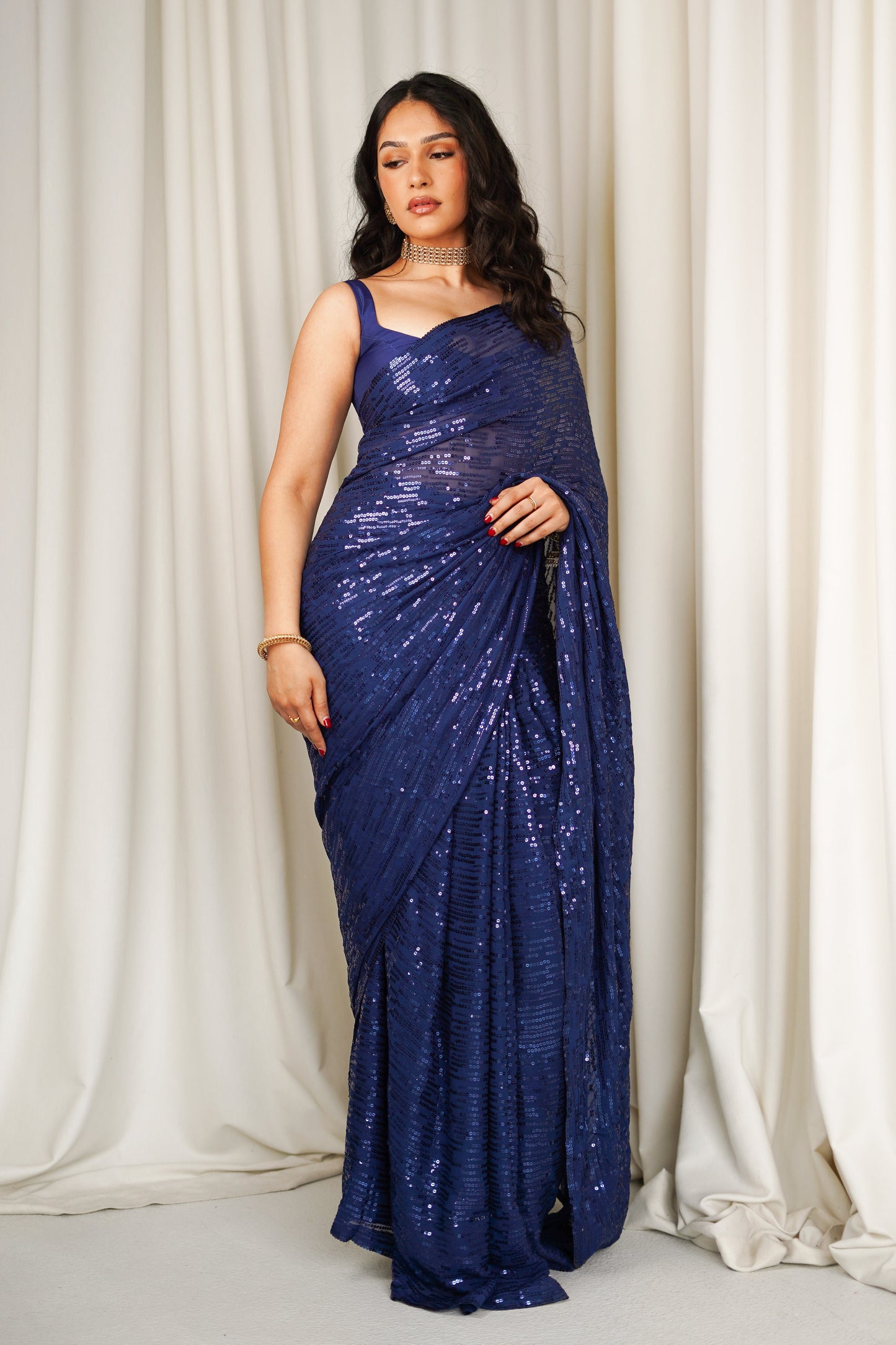 Navy Mystique Easy-Drape Saree