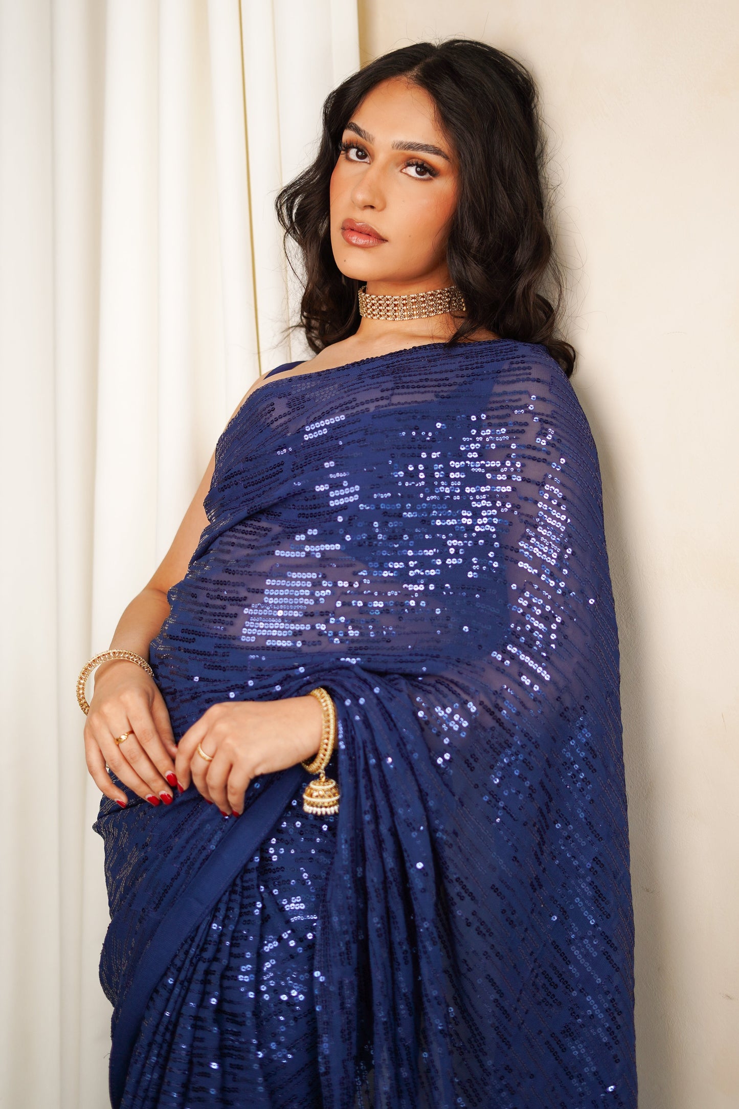 Navy Mystique Easy-Drape Saree