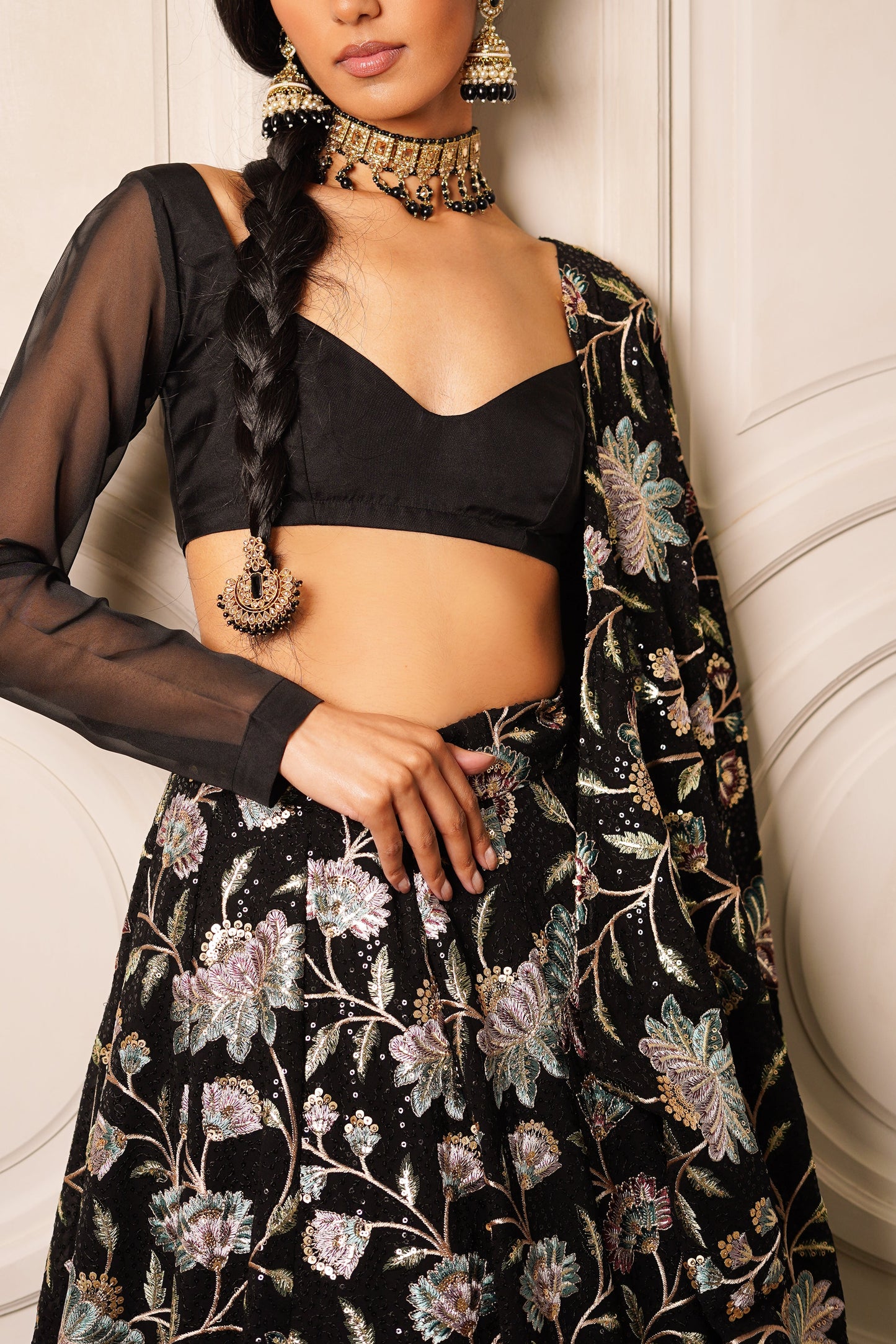 Black Lotus Dupatta