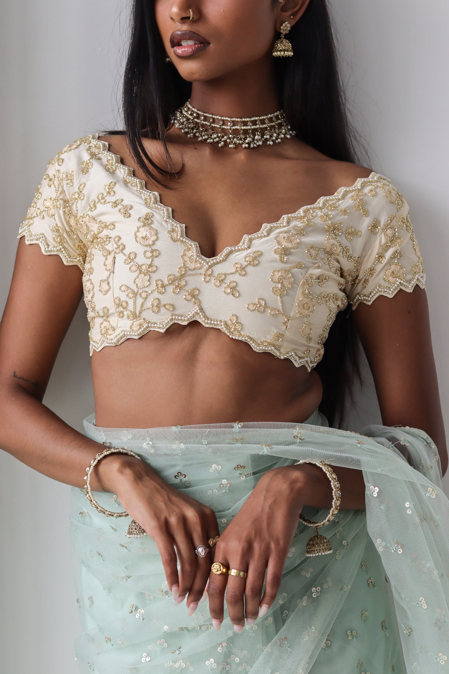 Cream Amira Handwork Blouse