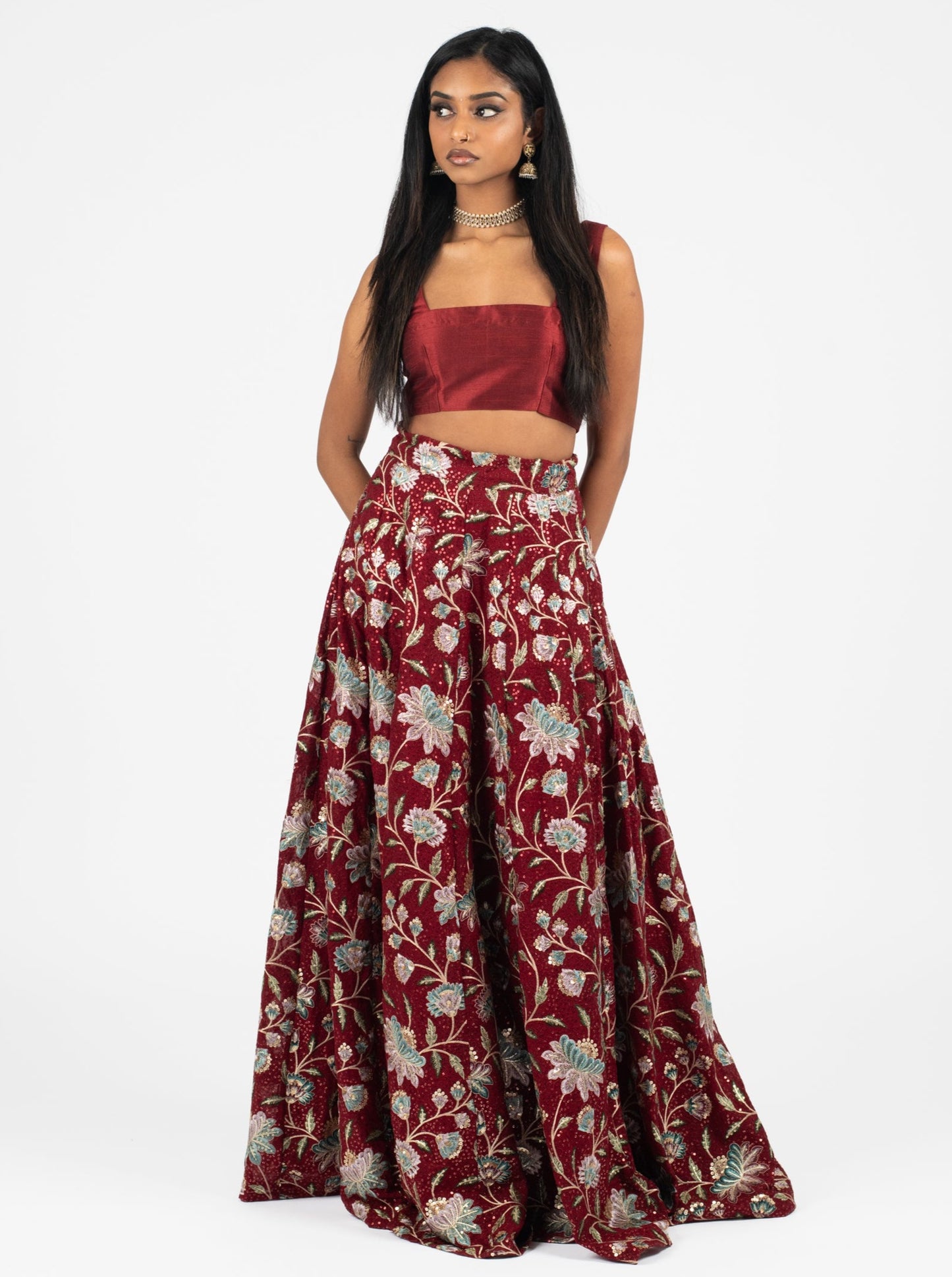 Maroon Lotus Skirt