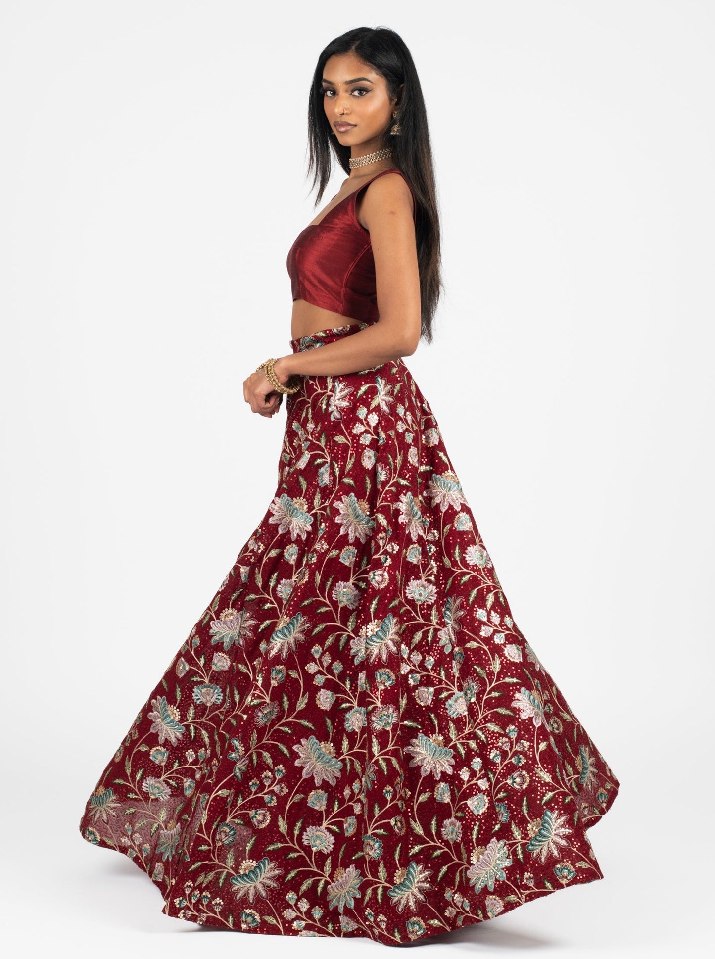 Maroon Lotus Skirt