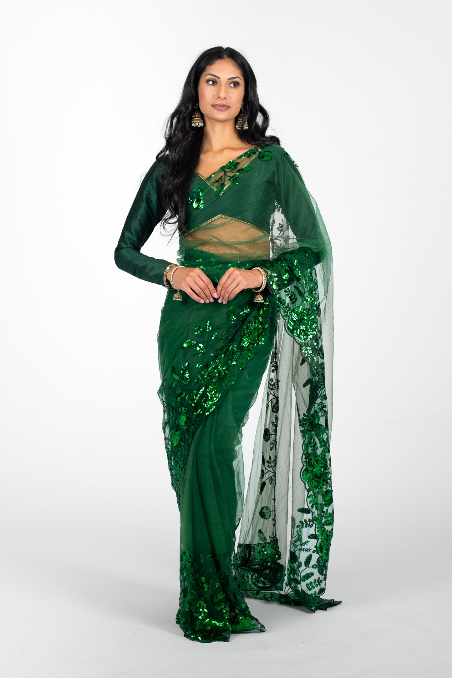 Emerald Opulence Easy-Drape Saree