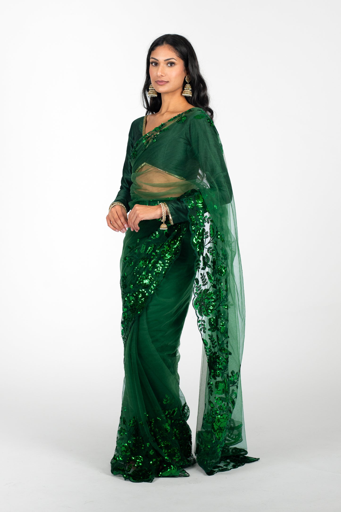 Emerald Opulence Easy-Drape Saree