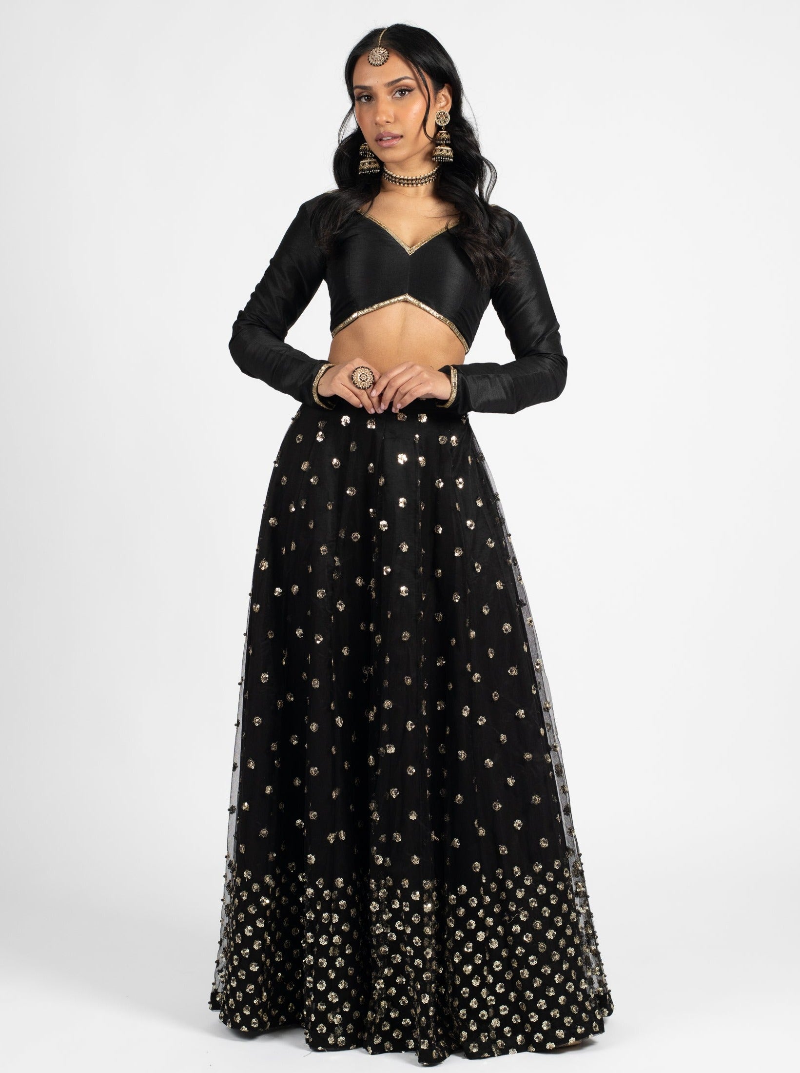 Black Embroidered Semi Stitched Lehenga Skirt in Surat at best price by  Gajiwala Saree - Justdial