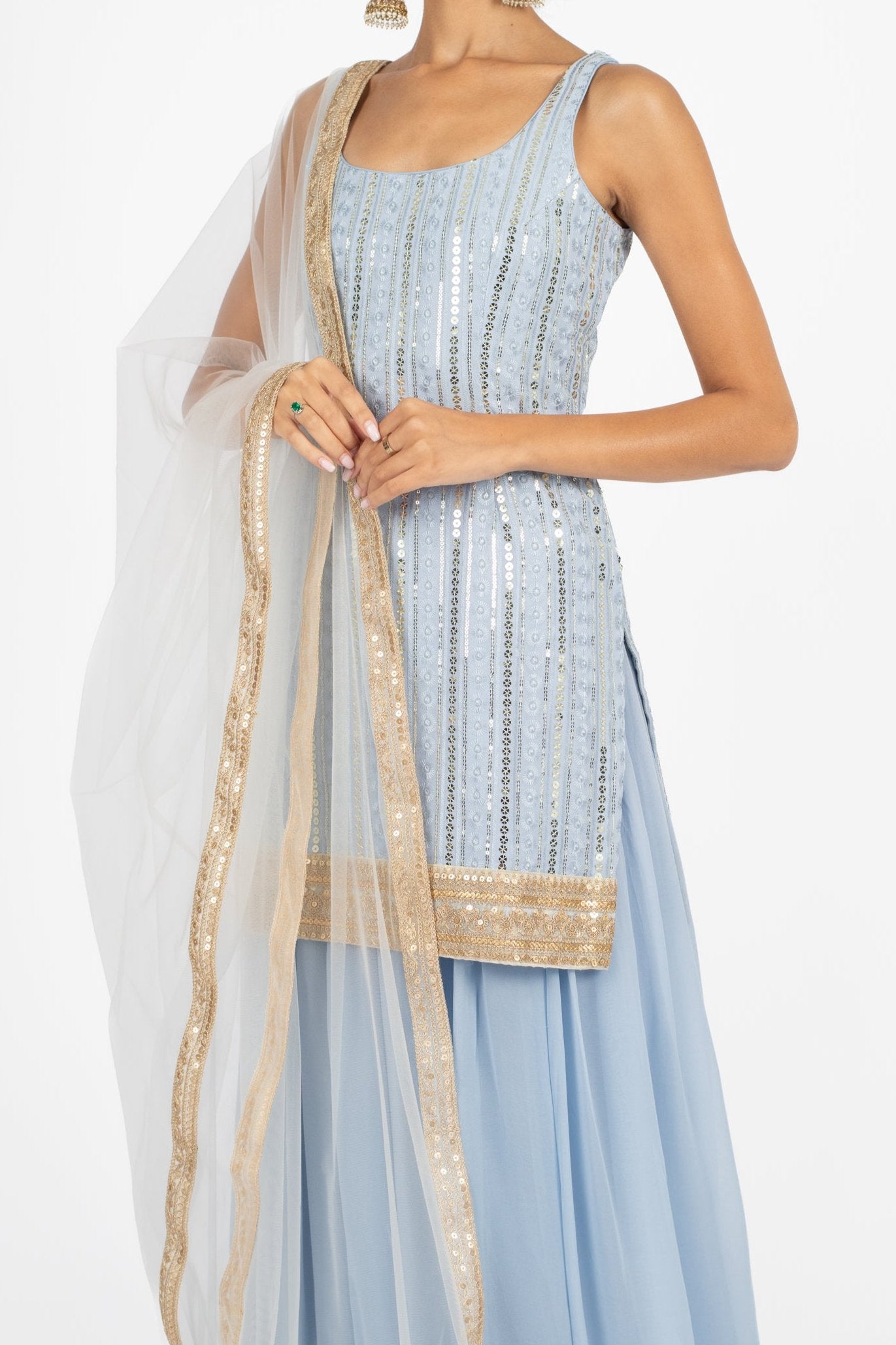 Ice Blue Amethyst Suit and Dupatta