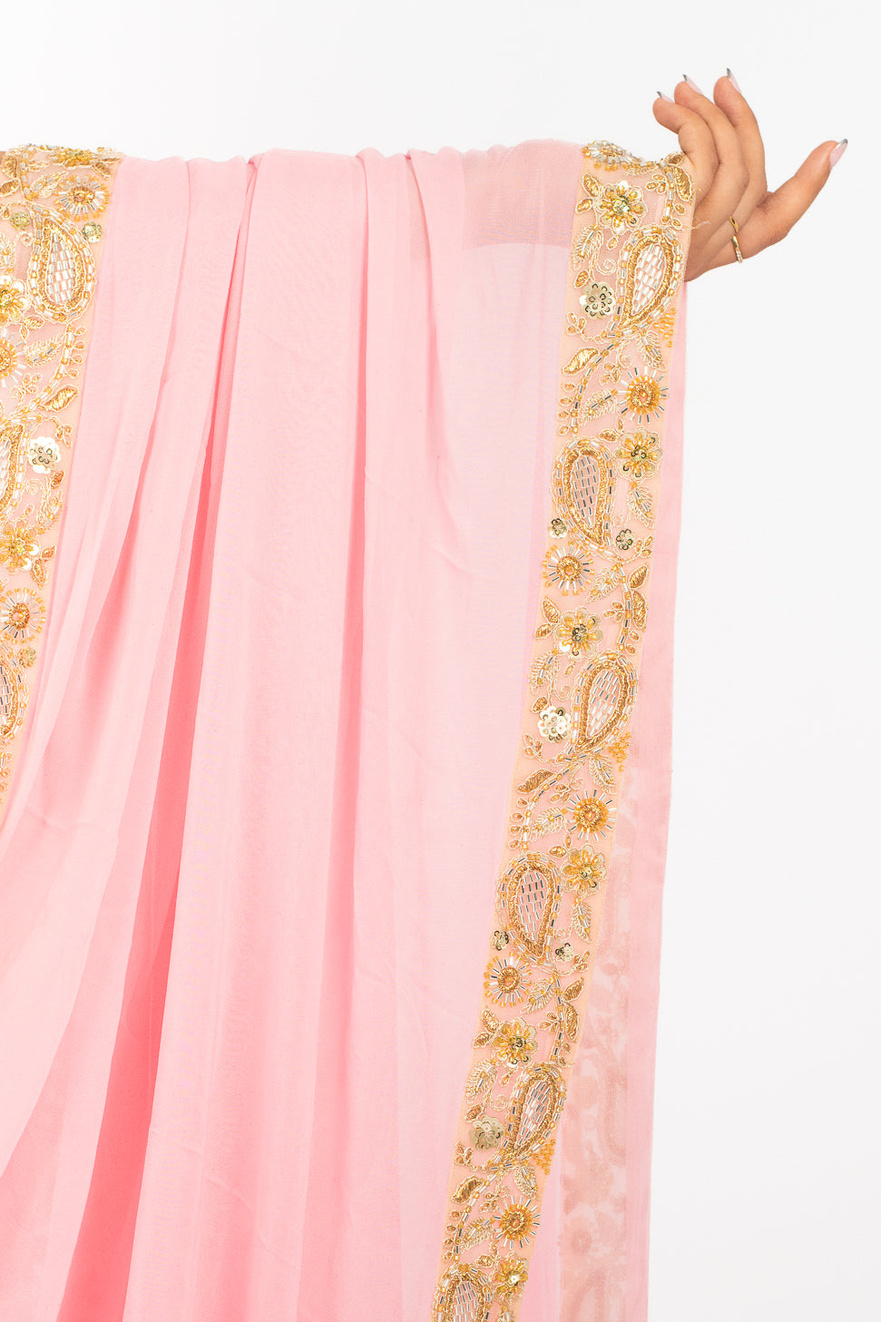 Pink Chiffon Easy-Drape Saree