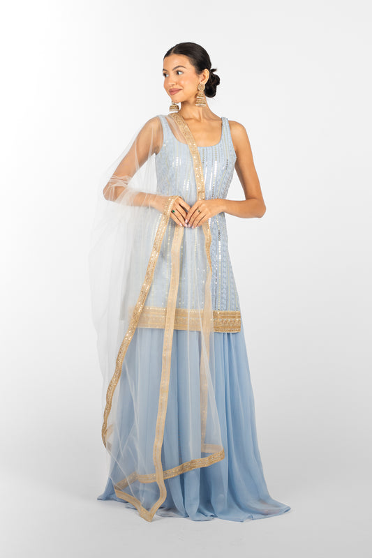 Ice Blue Amethyst Suit and Dupatta