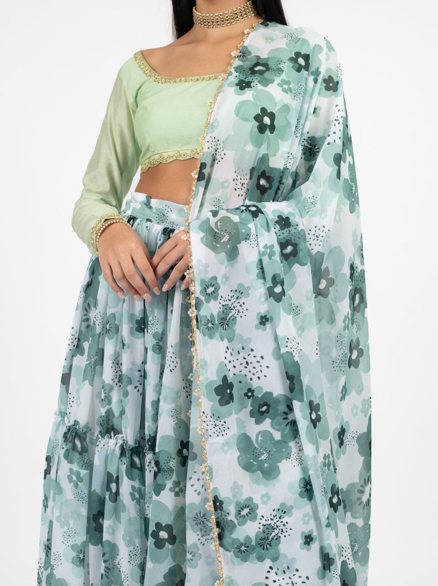 Teal Poppy Dupatta