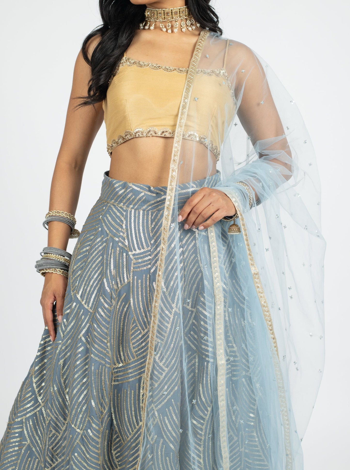 Baby Blue Cluster Dupatta