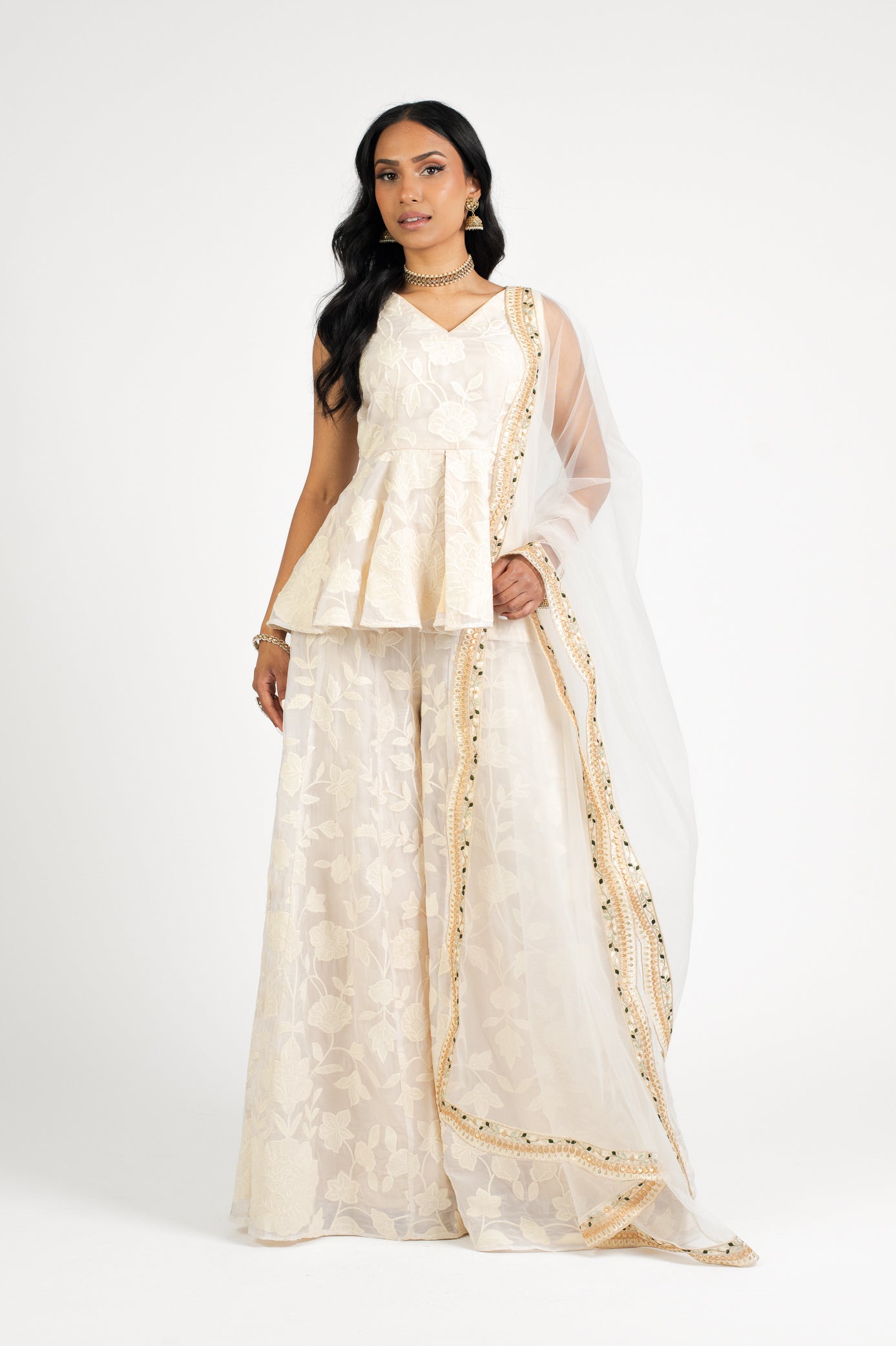 Cream Jasmine Suit and Dupatta