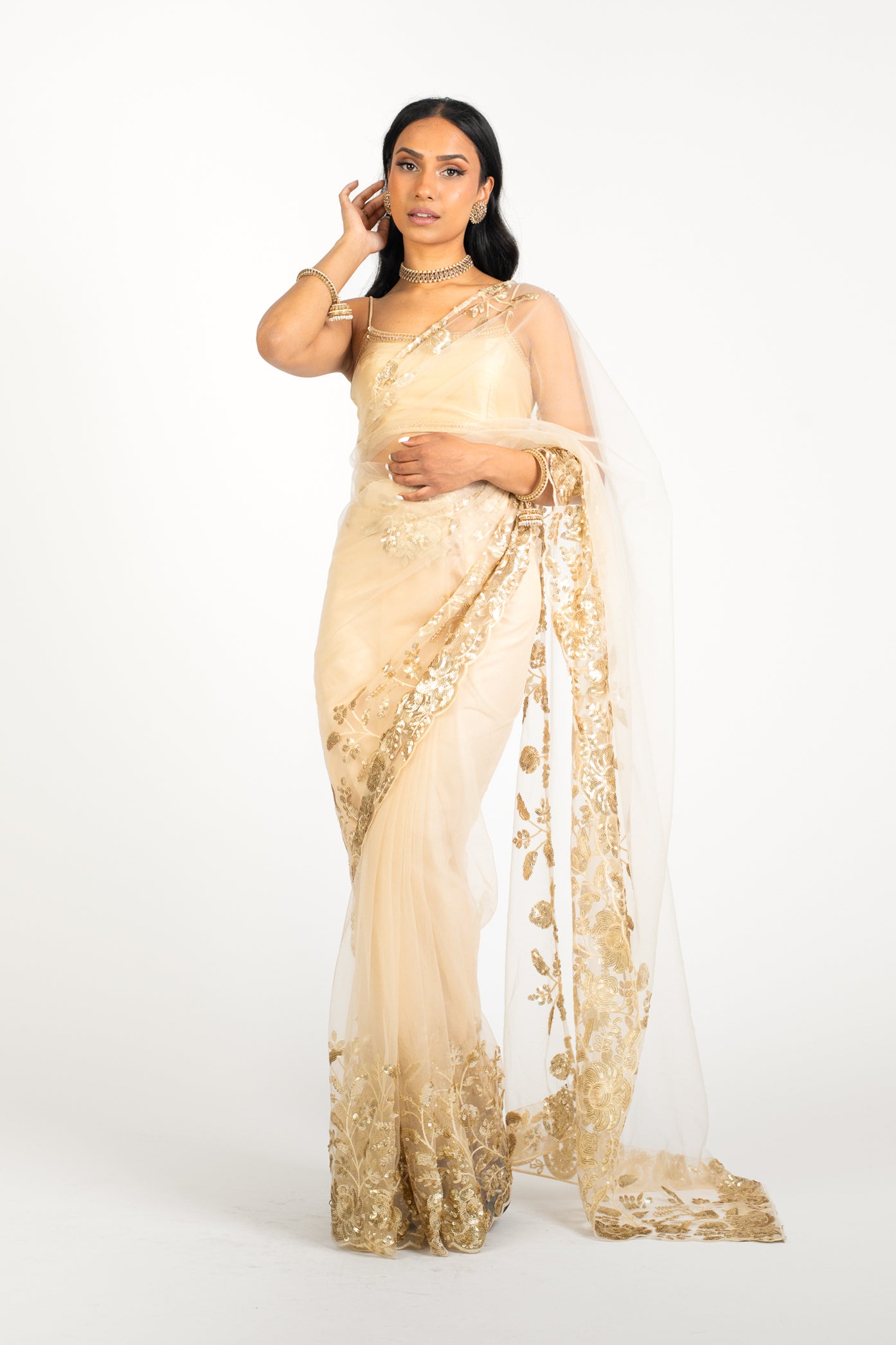 Sand Opulence Easy-Drape Saree