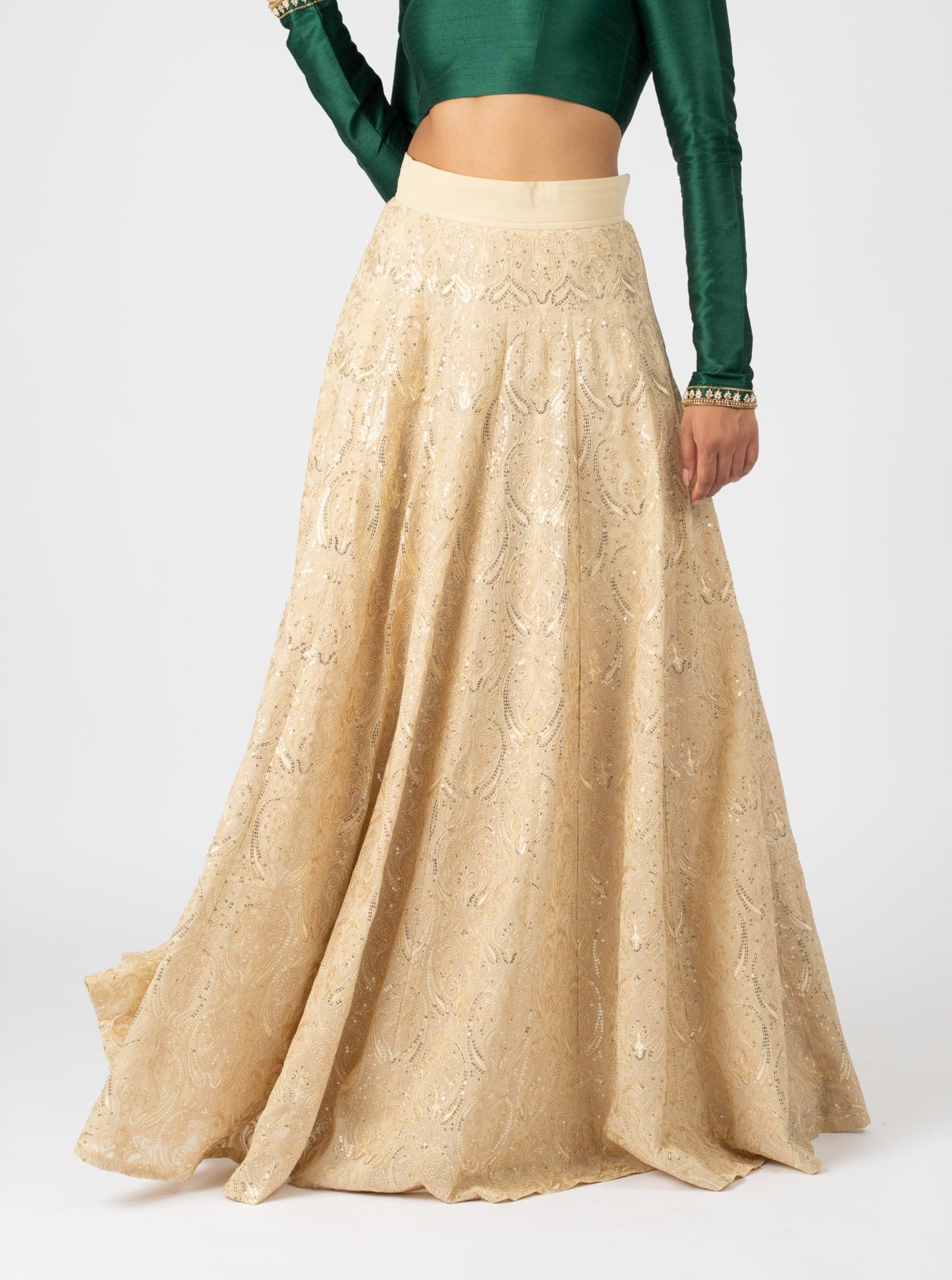 FRAGMENTS HIGHWAISTED FISH CUT SKIRT WITH A BUSTIER AND CAPE-NITYA BAJAJ -  30Shades