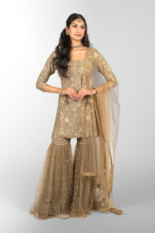 Taupe Sitara Suit and Dupatta